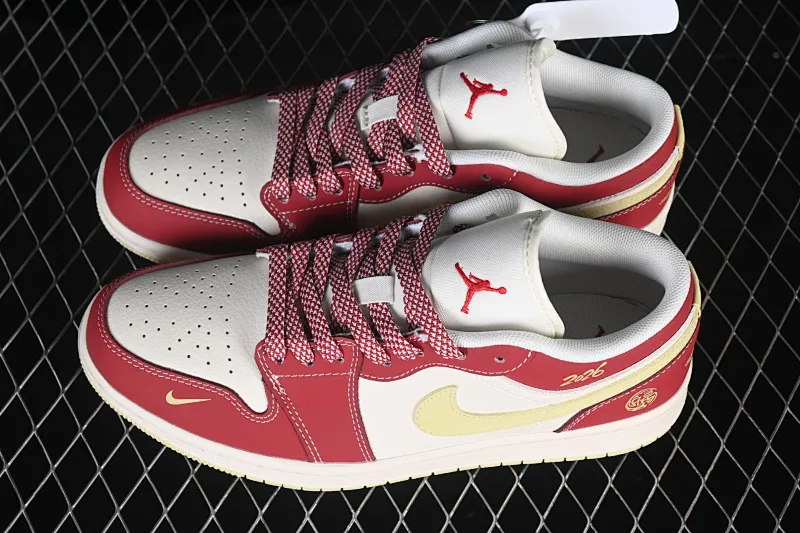 All categories Air Jordan Jordan series basketball shoes Air Jordan 1 Low High-end customized low-top sneakers Air Jordan 1 Low AJ1 Joe 1 burgundy and army green contrast high-end customized low-top retro basketball shoes MZ9588-849